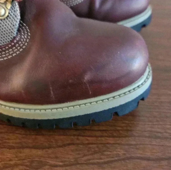 Timberland Burgundy and Tan Hiking Boots SIZE 7 M - Picture 6 of 11